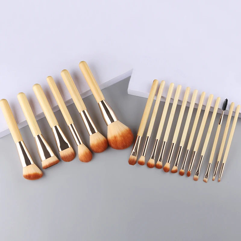18PCS Makeup Brushes Sets Bamboo Cosmetic Eyeshadow Foundation Powder Blush Eye Make Up Brush Blending Beauty Tools Kits