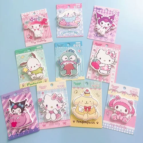 40 unids/lote Sanrio Melody Kuromi Cinnamoroll Bloc de notas lindo Hangyodon notas adhesivas Bloc de notas planificador pegatina post útiles escolares