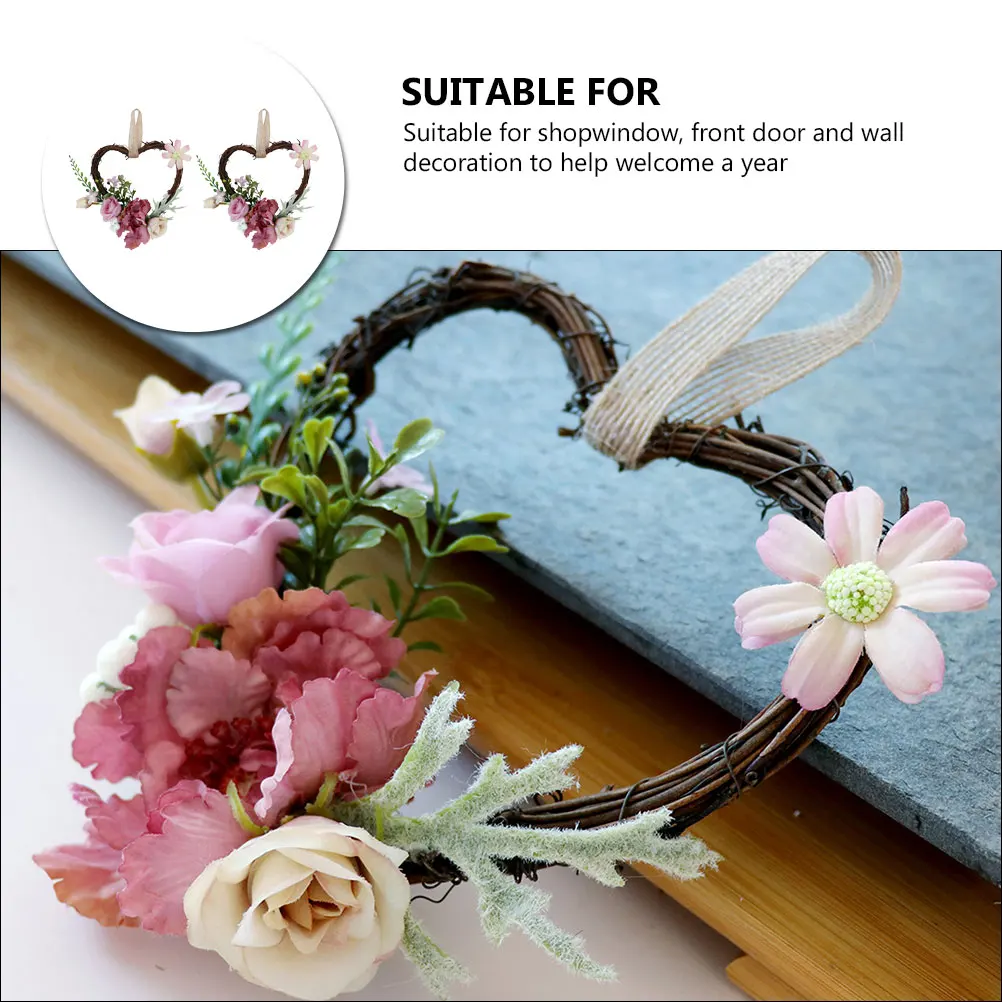 

2 Pcs Shape Wall Hanging Decoration Plants Wall Hanging Decoration Artificial Wreath Spring Atmosphere Photo Prop