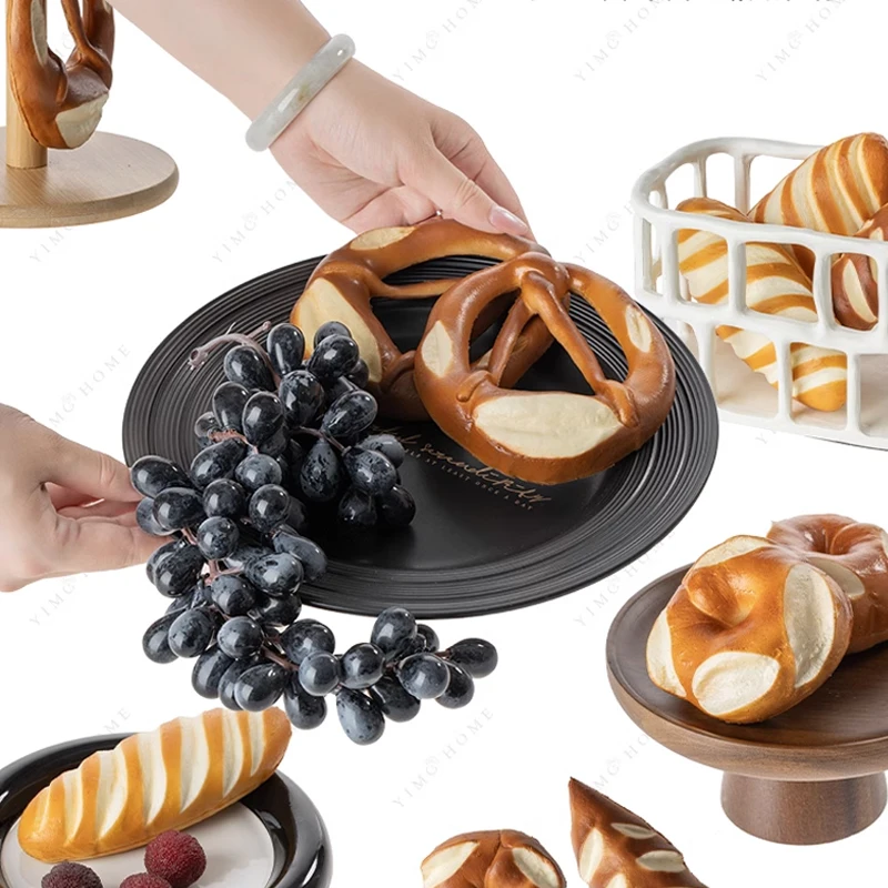 Simulation Pretzel Bread Model Fake Whole Wheat Bagel Brezen Baguette Cute Creative Gift Home Decorative Shooting Props