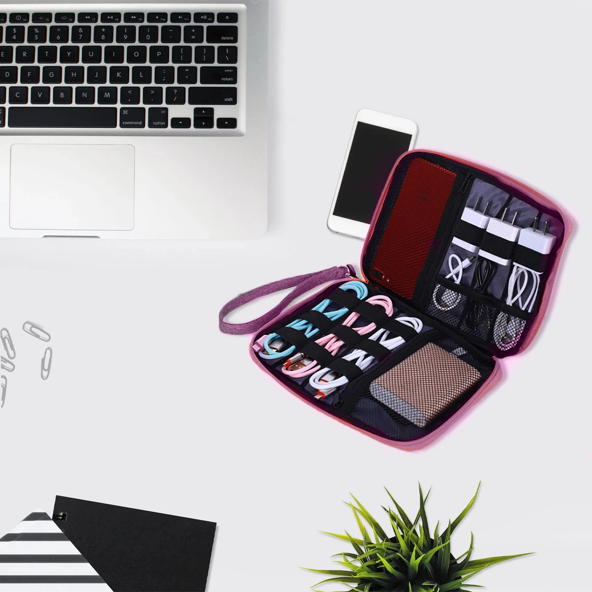 

Multi Layer Digital Accessories Storage Bag Pvc Material Portable Organizer For Data Cable Earphones Durable Cable Pouch
