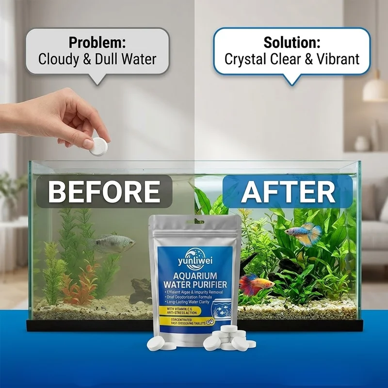 Image of Yunliwei Aquarium-Wasserreinigungstabletten für Süßwasseraquarien, Ammoniak-Detoxifier, Algenentferner, Geeignet für Fischbecken