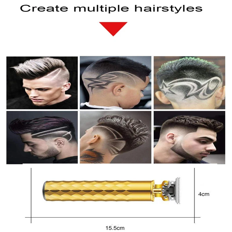 Kemei T9 Gold Hair Clipper Professional Electric Barber Zero Gapped Hair Trimmer 0mm Hair Cutting Machine Men USB Rechargeable
