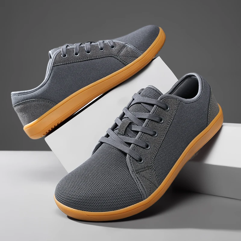 New Men's Wide Barefoot Canvas Sneaker 2026 Fashion Flats Soft Zero Drop Sole Wider Toe Light Weight Fashion Sneakes Big Size 48