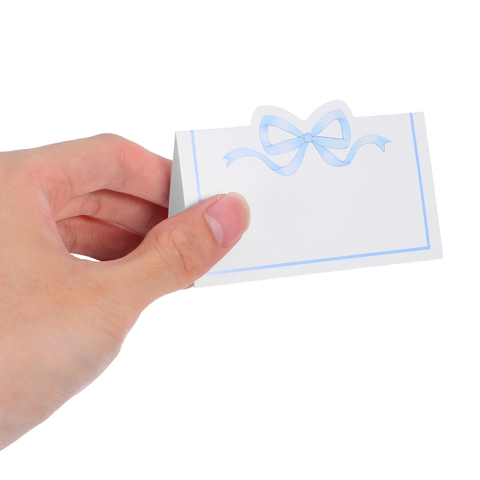 

100Pcs Wedding Place Cards Pink Bow Knot Scalloped Blank Greeting Seat Assignment Label for Birthday Party Reception Table