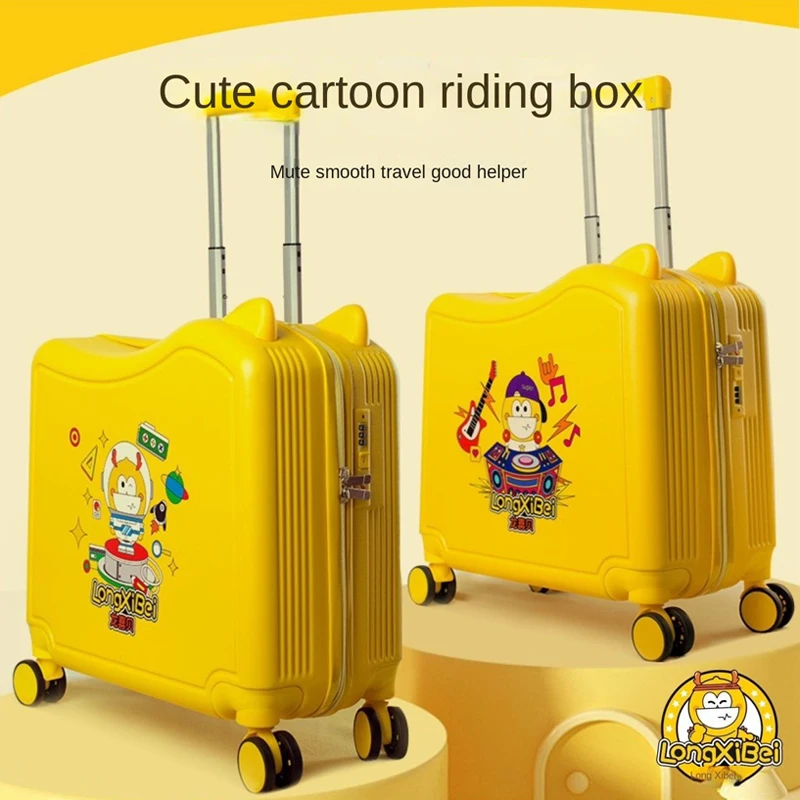 20“Boarding Box Super Lightweight Student Trolley Case Cartoon Cute Children\'s Luggage Can Sit and Ride 18 Inch Suitcase