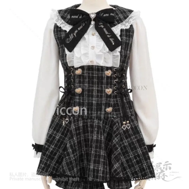 اليابانية Y2K جيراي كي الألغام الأرضية سلسلة كتلة قصيرة وطويلة الأكمام قميص السراويل فستان مجموعة النساء الفتيات حفلة الهالوين S-5XL مجموعة كاملة