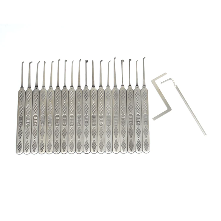 HUK Высококачественный набор крючков для замков из 18 предметов, цельнометаллический инструмент для гражданского замка, инструменты для крючков, портативные слесарные инструменты