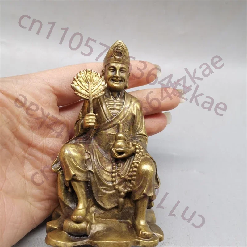 Bronze statue of the Living Buddha Jigong,Arhat, a dragon subduing living room,