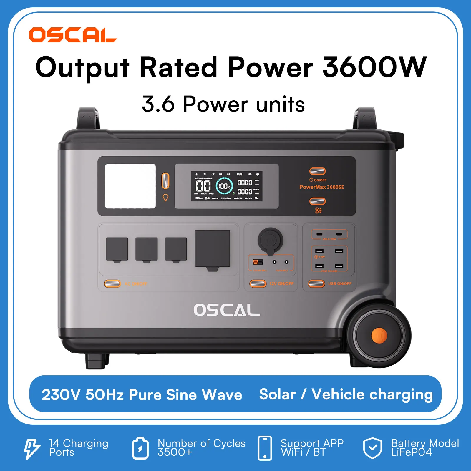 OSCAL 3600SE Tragbare Powerstation Solargenerator 3600W 3600Wh LiFePO4 …
