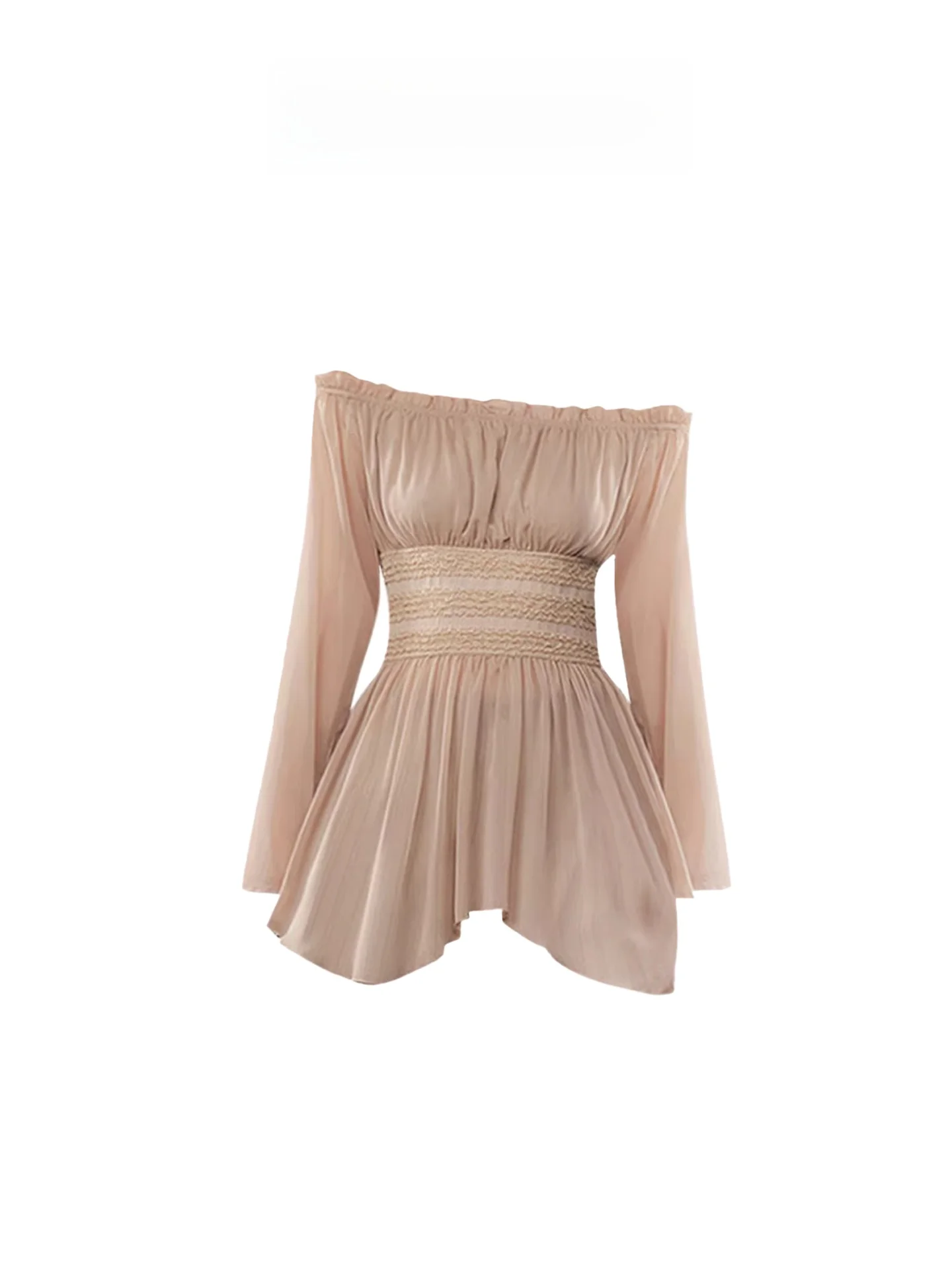 

Женская шифоновая блузка HEZA с завышенной талией и одним открытым плечом, приталенная, для пляжного отдыха, весна-лето, во французском стиле