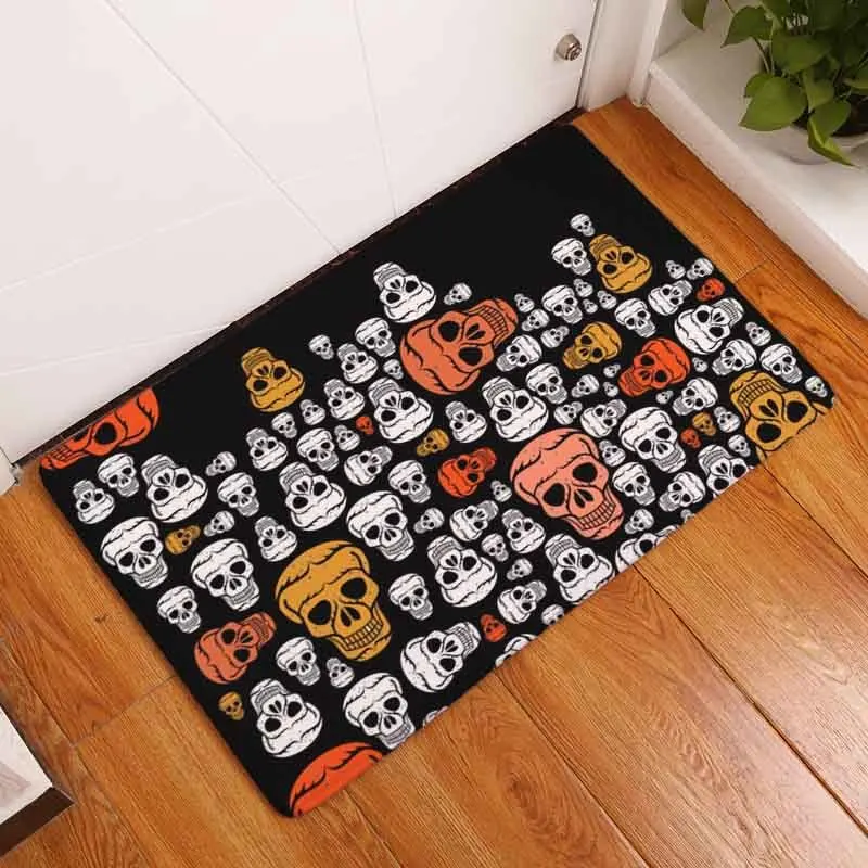 1PC Doormat Non-slip Door Matte Halloween Skull Cartoon Carpet Bedroom Carpet Decorative Stairs Matter Living Culture Crafts
