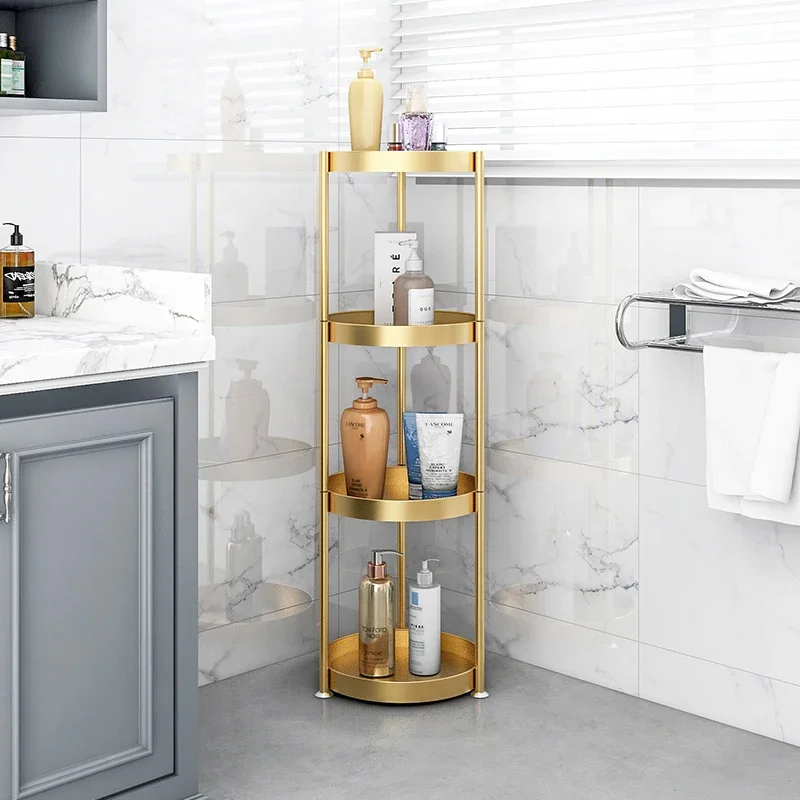 Light Luxury Multi-Layer Bathroom Organizer Corner Floor Tripod Home Storage Shelf Living Room Plant Holder Space Saver