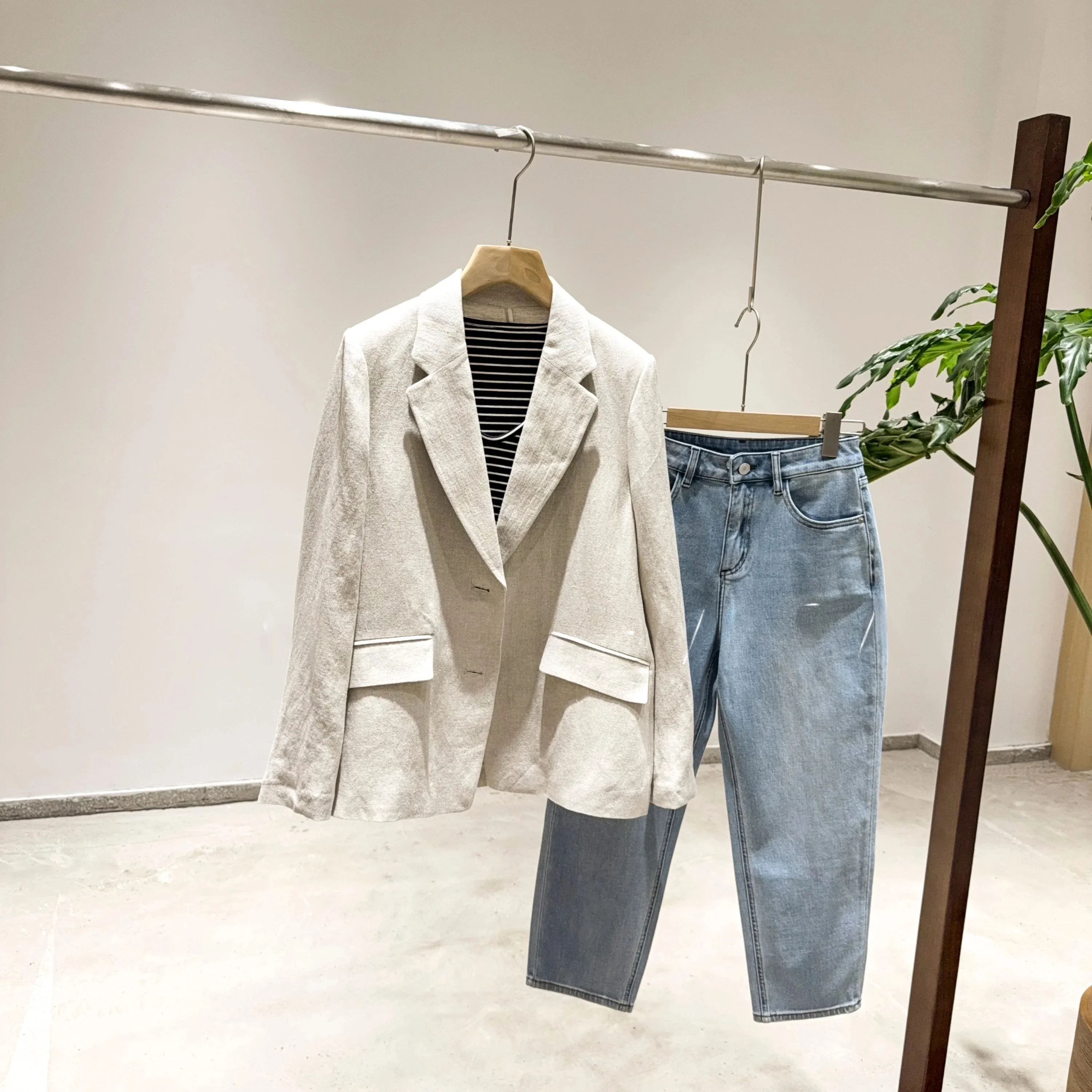 Mimifafa ZC Pure Original 26 New Classic Versatile High-End Feel Cotton Linen Artificial Silk Suiting Women's Long Sleeve 