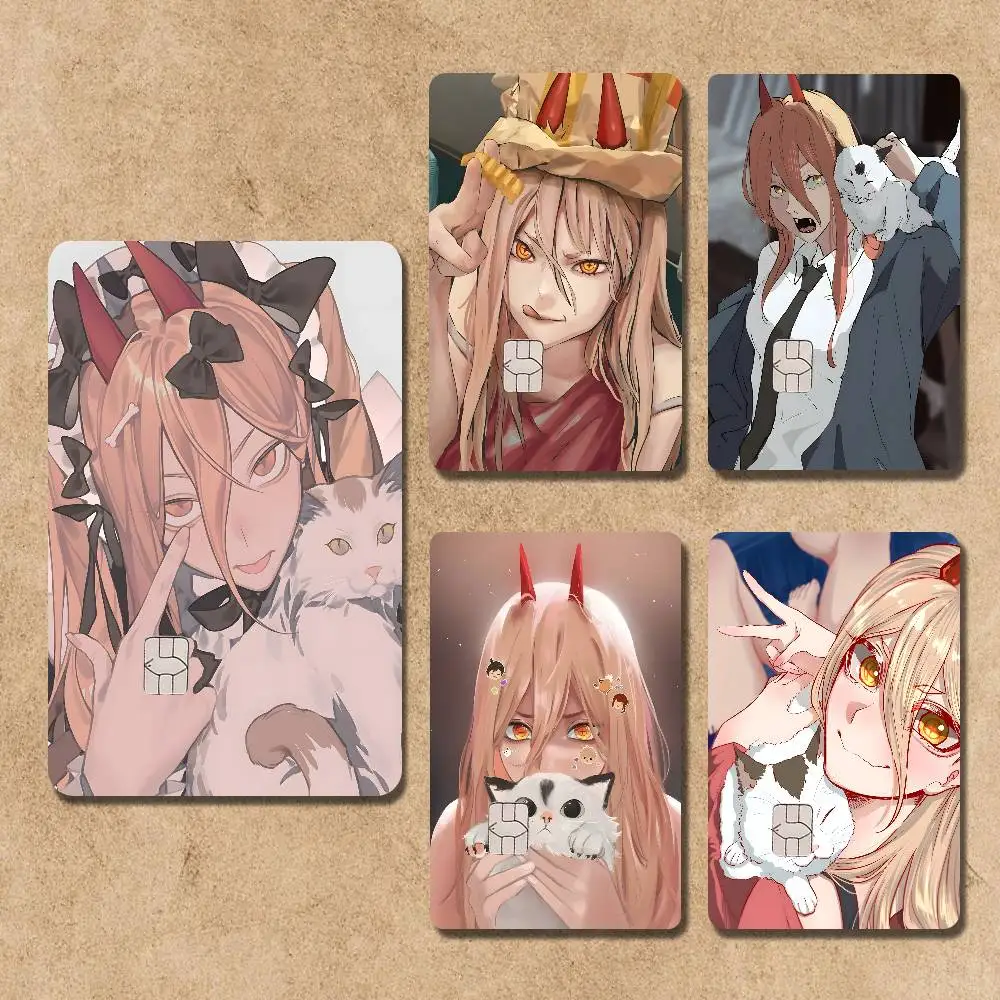 Anime P-Power Cat Card Stickers Credit Visa Debit Bank Charge Card Bus Metro Waterproof Sticker Decal Decoration