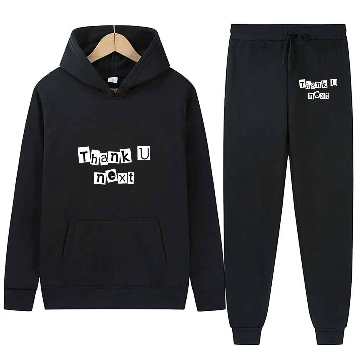 مجموعة هوديي مطبوعة متعددة الاستخدامات من Thank U Next Letters Text Art بتصميم أساسي كاجوال يوميًا #4