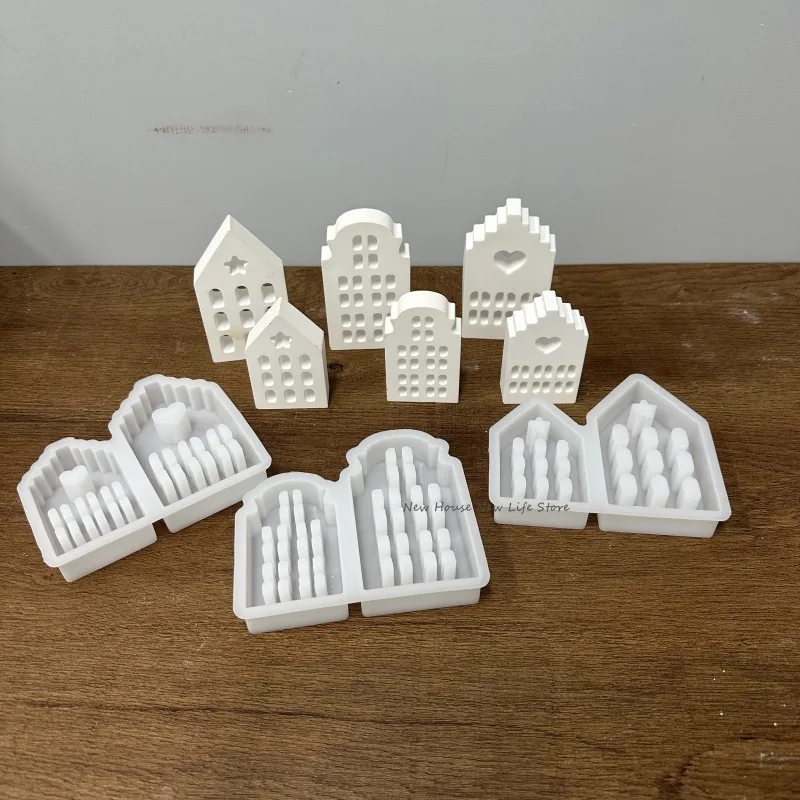 Heart House Silicone Molds Light Heart Houses Concrete Moulds Casting Molds Houses Decoration Home Resin Mold Gypsum Mould