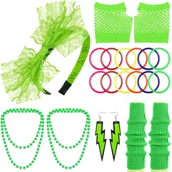 PESENAR 80s Accessories for Women, Women's 80s Outfit Costume with Neon Headband, Leg Warmers for Women Girls 80s Party