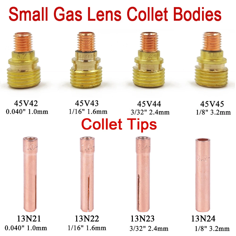 26pcs TIG Welding Torch Gas Lens #12 Glass Cup Back Cap Collet Body For WP-9 WP-20 WP-25 Series Tool Durable Accessories