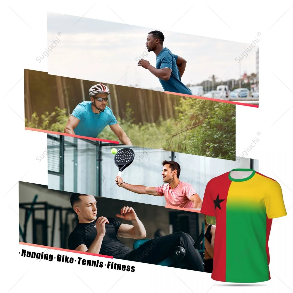 Camiseta deportiva de malla, ropa con bandera de Guinea para correr, fútbol, tenis, fútbol, Fitness, personalizada, impresa en 3D