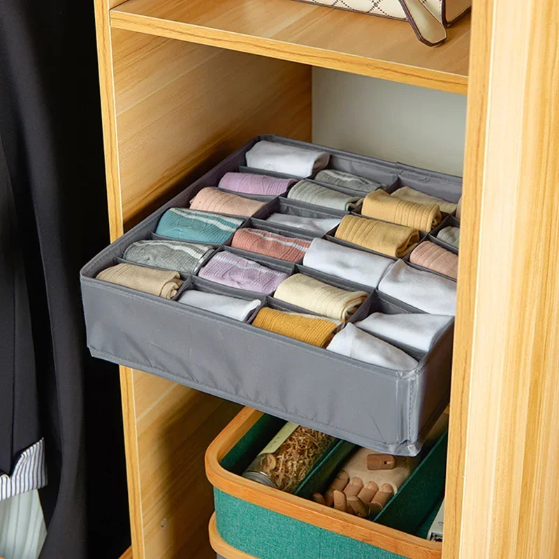 24 Grids Sock Storage Underwear Organizer Boxs Foldable Cabinet Drawer Organizers Clothes Closets Underpants Bra Storage Box