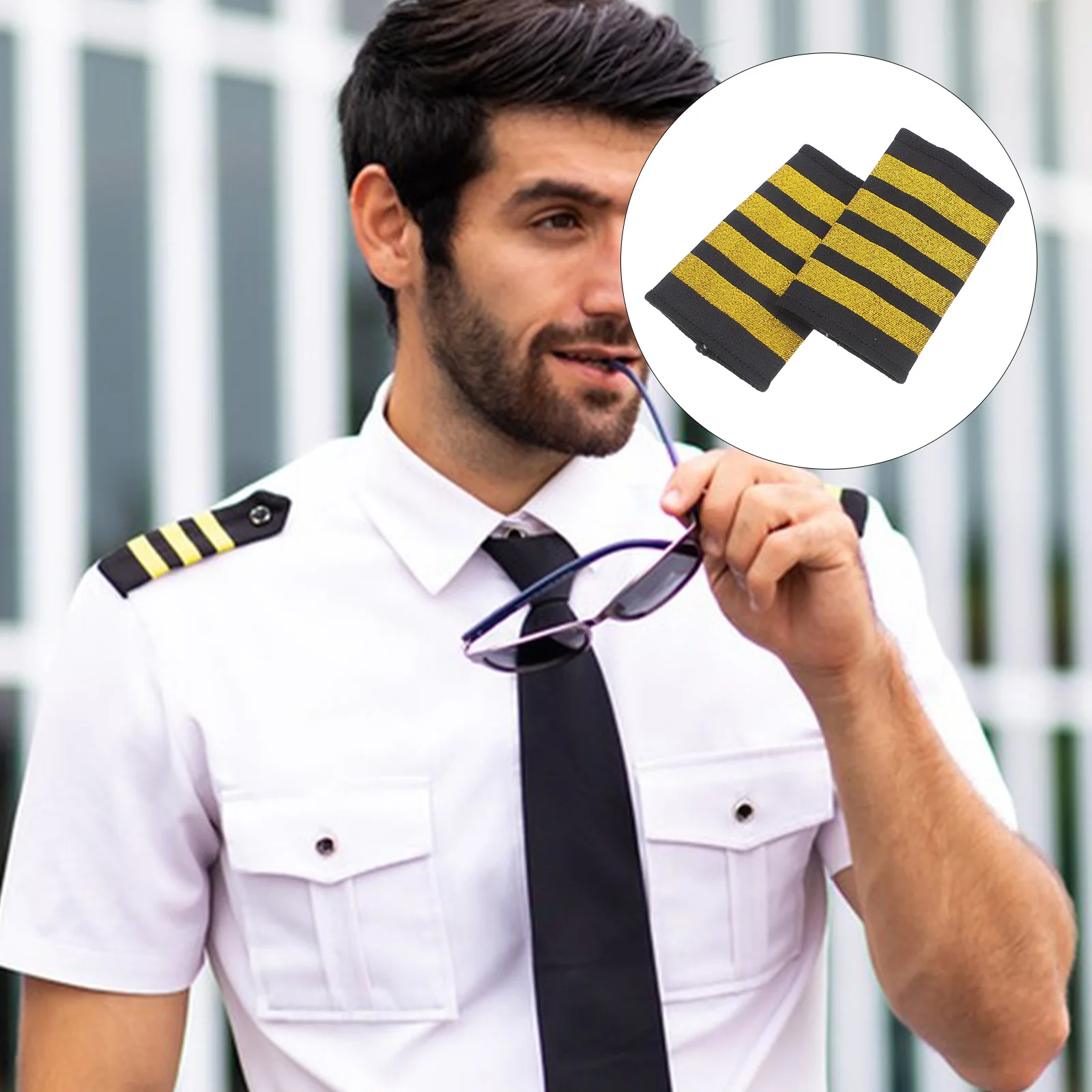 

1 Pair Pilot Uniform Epaulets Shoulder Boards Captain Flight Attendant Aviation Badge Soft Patches For Airline Costume Cosplay
