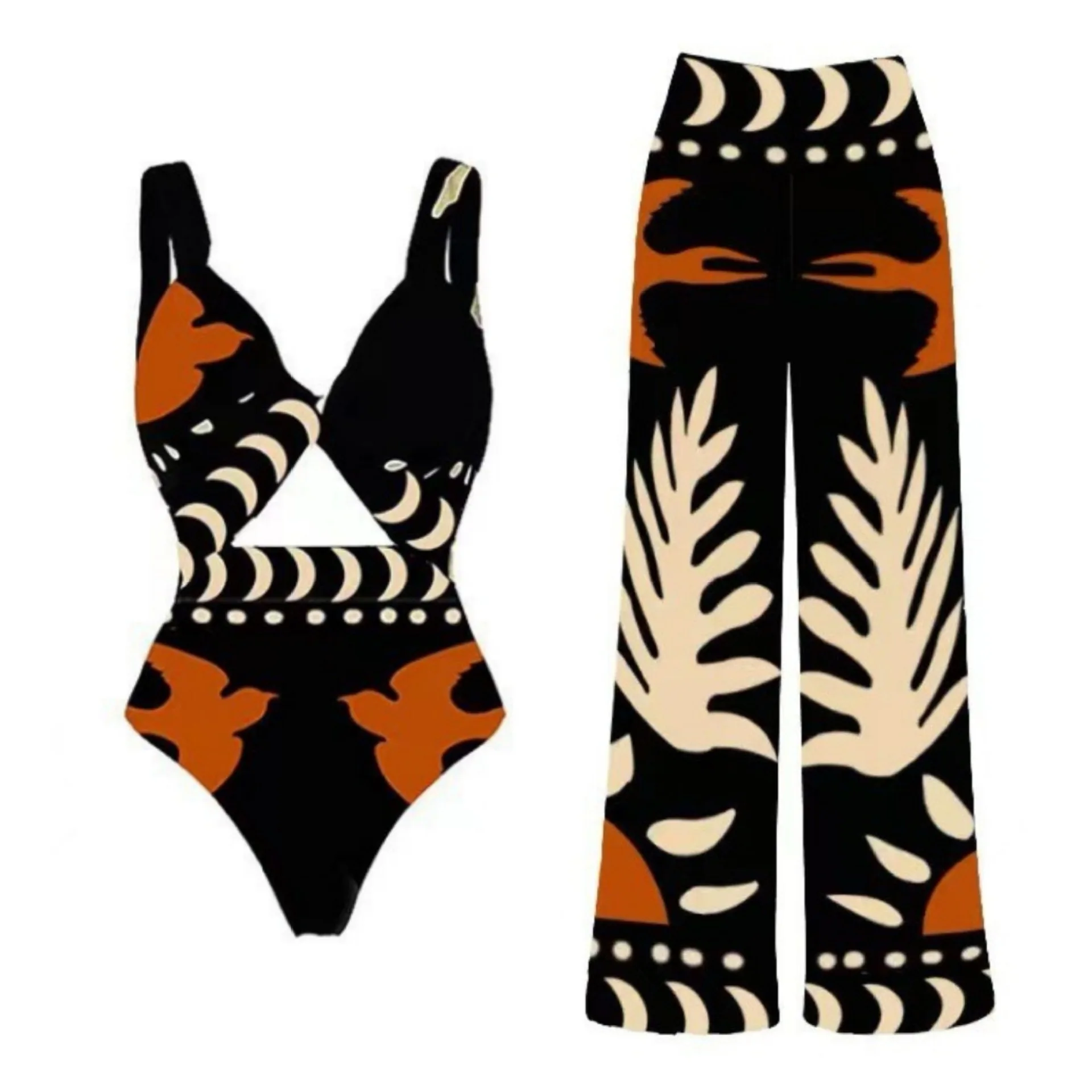 Retro Printed Mesh Bikini, Sexy Two-Piece Swimsuit, Foreign Trade, Europe and the United States, New, 2022