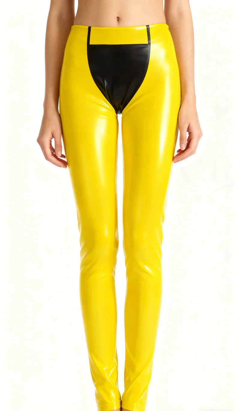

100%Latex Gummi yellow&black Catsuit Zentai Ganzanzug tight trousers