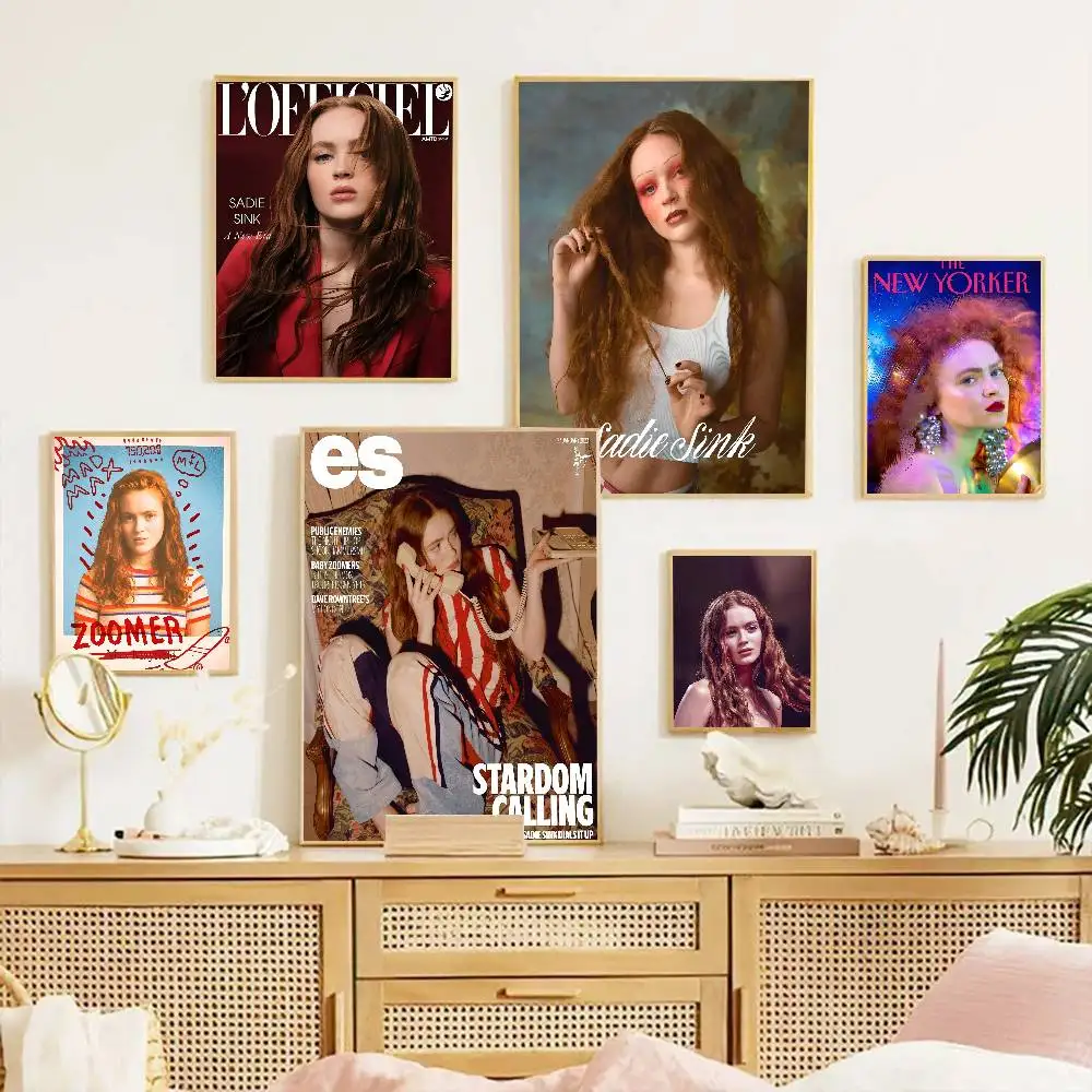 Sadie Sink Poster Club Kraft Paper Self-adhesive Art Poster Whitepaper Prints Posters Artwork Home Decor