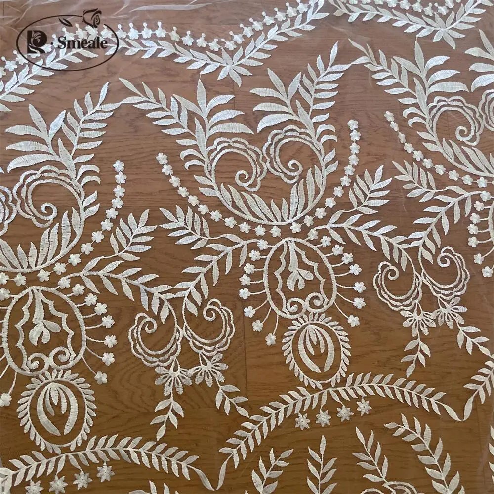 Mit Pailletten bestickter Spitzenstoff, große Blumen, Hochzeitskleid, DIY-Accessoires, weiße Haut, RS4043 – Detail 3