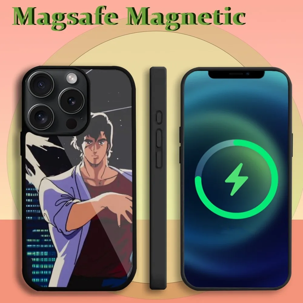 City Hunter cartoon  Phone Case For iPhone 11 12 13 14 15 Plus Pro Max Magsafe Magnetic Wireless Charging Cover Magsafe Magnetic