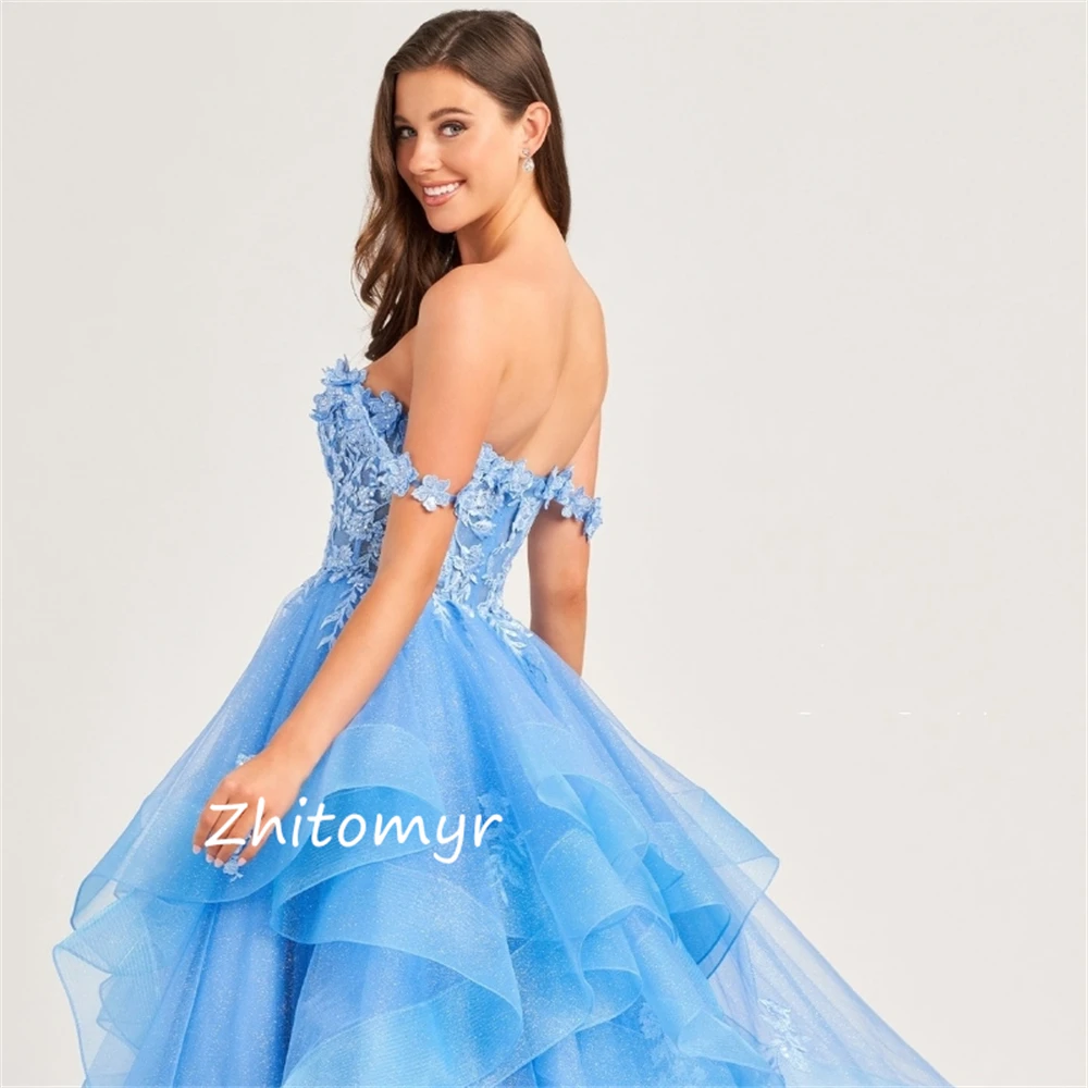 Mesprit Intricate Exquisite Off-the-shoulder Ball gown Applique Draped Floor length Skirts Organza  