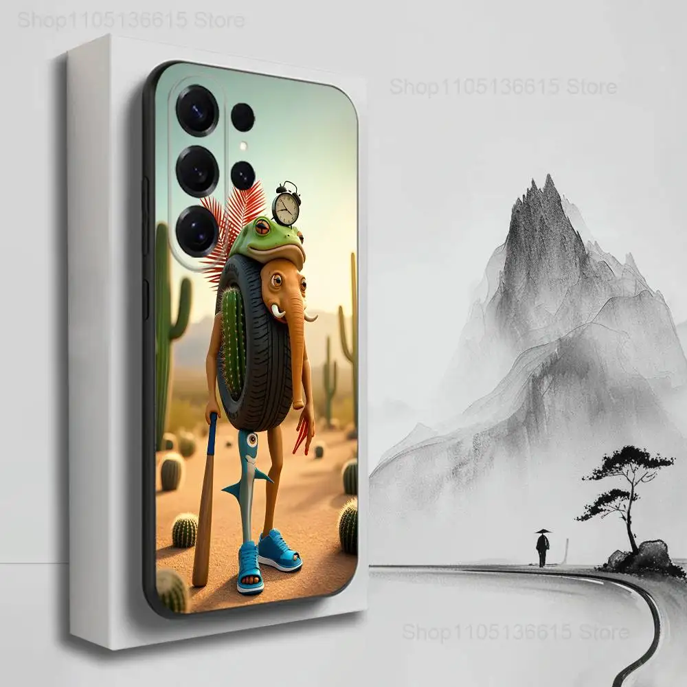 Strange B-Brainrot T-Tralalero telefoonhoesje voor Samsung S25, S24, S23, S22, S21, S20, S10, Ultra, Plus, Lite, FE, zachte siliconen zwarte cover