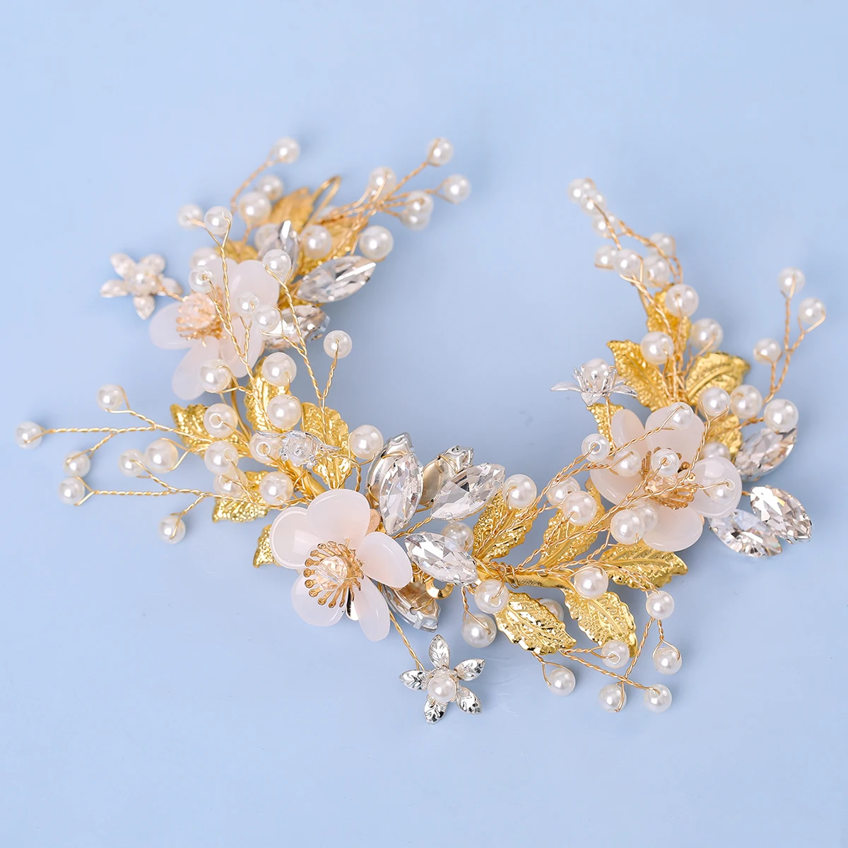 Luxury Bridal Handmade Resin Flower Rhinestone Crystal Women Hair Clip Wedding Prom Accessories