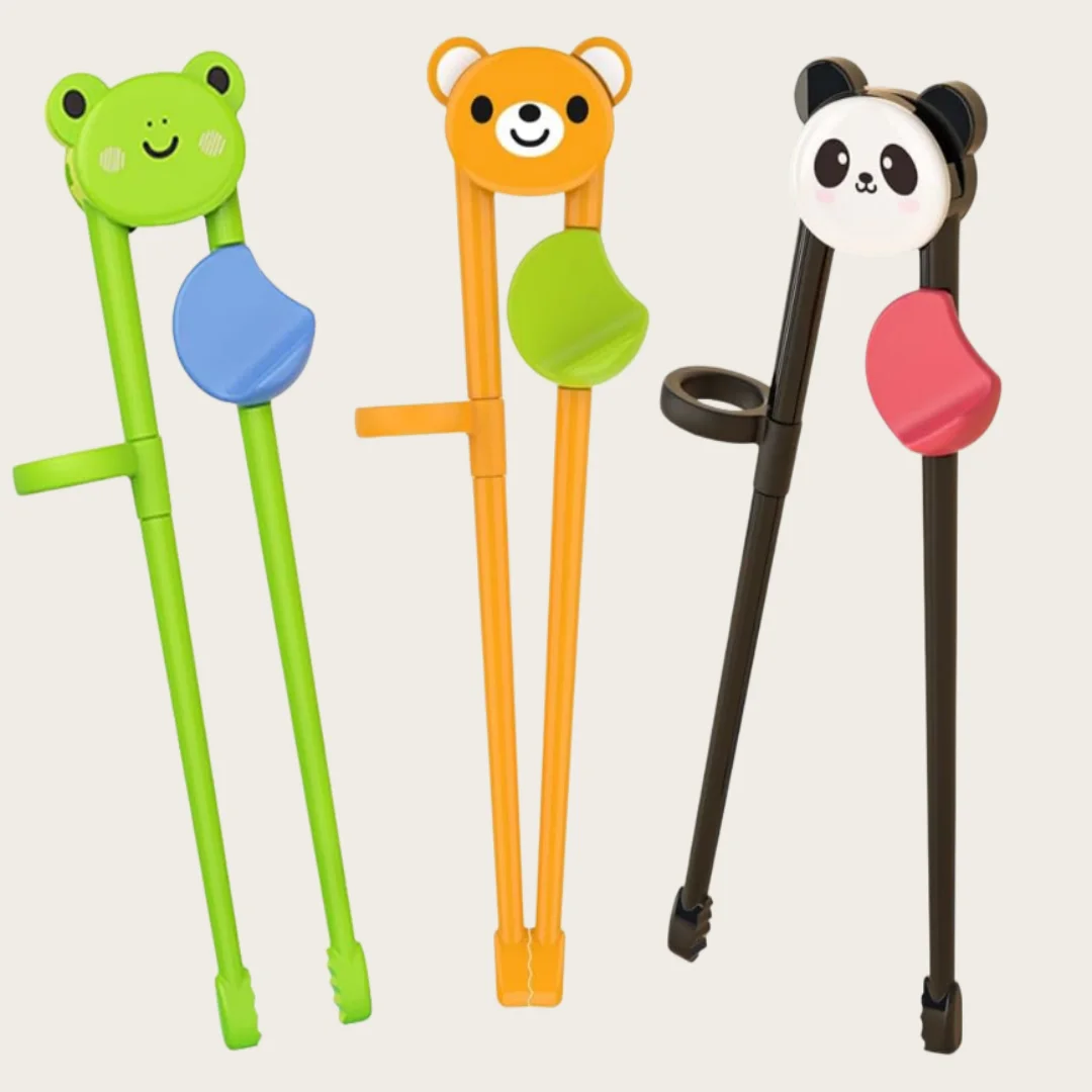 

3 Pairs Kids Training Chopsticks by Silicone Finger Helper Learning Utensils, Reusable Animal Frog Bear Panda Toddler Chopsticks for Children 2 to 8 Years Old