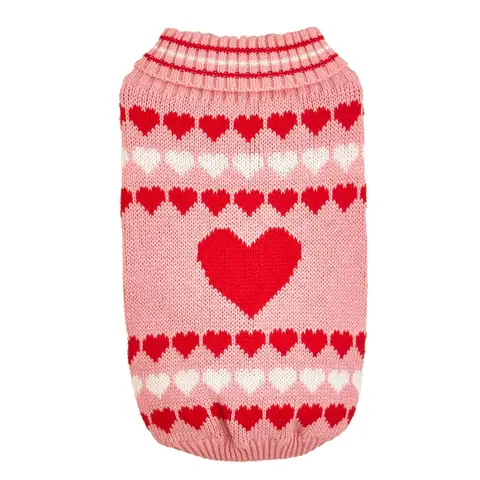 गर्म वेलेंटाइन हार्ट जैक्वार्ड हाई कॉलर डॉग स्वेटर लाल गुलाबी ग्रे टेडी पालतू कपड़े 10 best sales कुत्ते के दिल का स्वेटर - №2