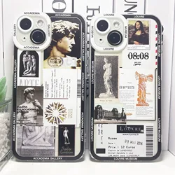 반 고흐 데이비드 스티커 콜라주 아트 삼성 갤럭시 S10 S20 S21 S22 S23 S24 FE Plus Ultra Note 20 용 미적 전화 케이스
