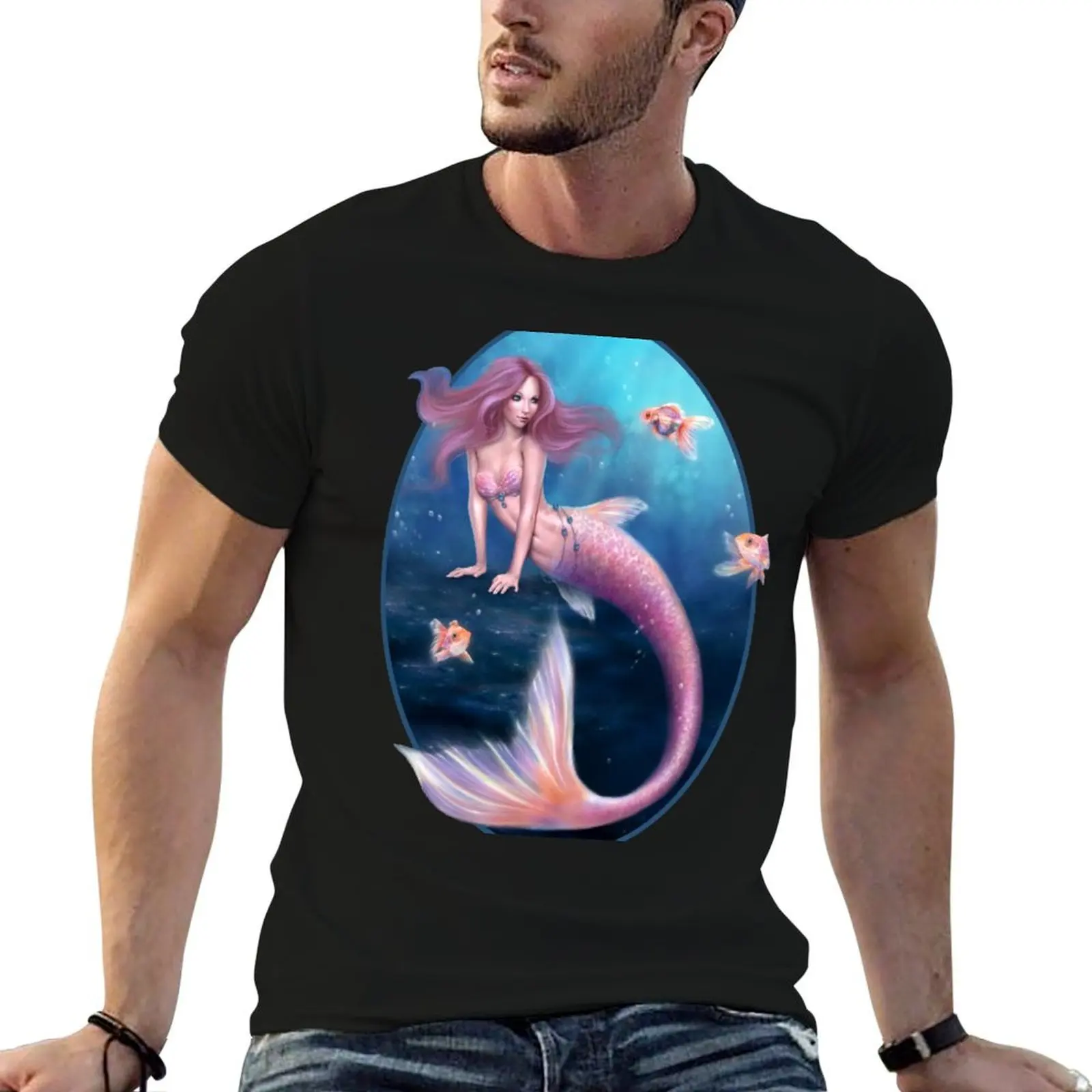 Aurelia Goldfish Mermaid T-Shirt Plus Size Solid Color T-Shirt