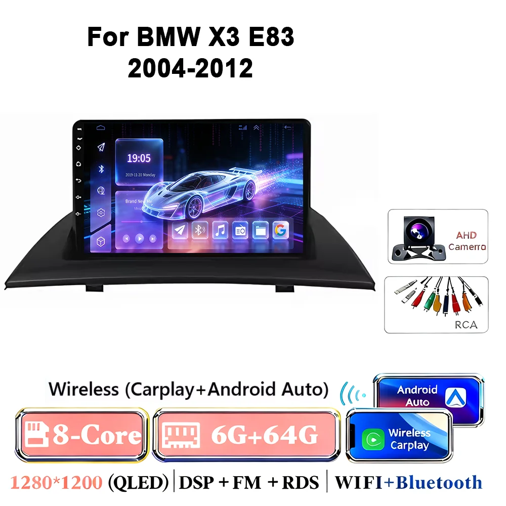 Android 17 autoradio voor BMW X3 E83 2004-2012 multimediaspeler GPS draadloze Carplay navigatiescherm monitor head unit stereo - afbeelding 1