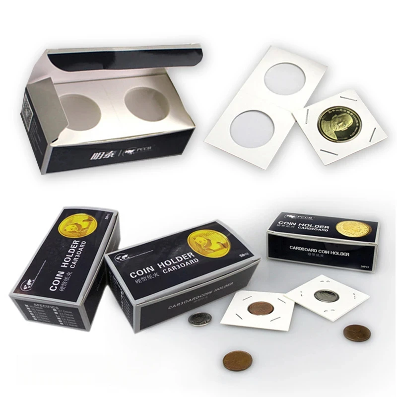 150Pcs/Pack Cardboard Mylar Coin Flip Protectors 2x2, Acid‑Free Coin Storage Holders for Collectors Commemorative Coin Stamp