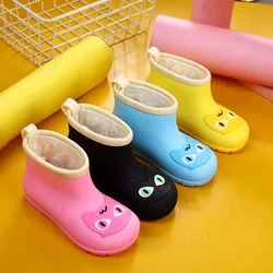 Botas De Lluvia Plush Rubber Boot for Children Winter Warm Boy Rain Shoe Anti Slip Girl Rain Boot Infant Kid RainGallop Kid Shoe