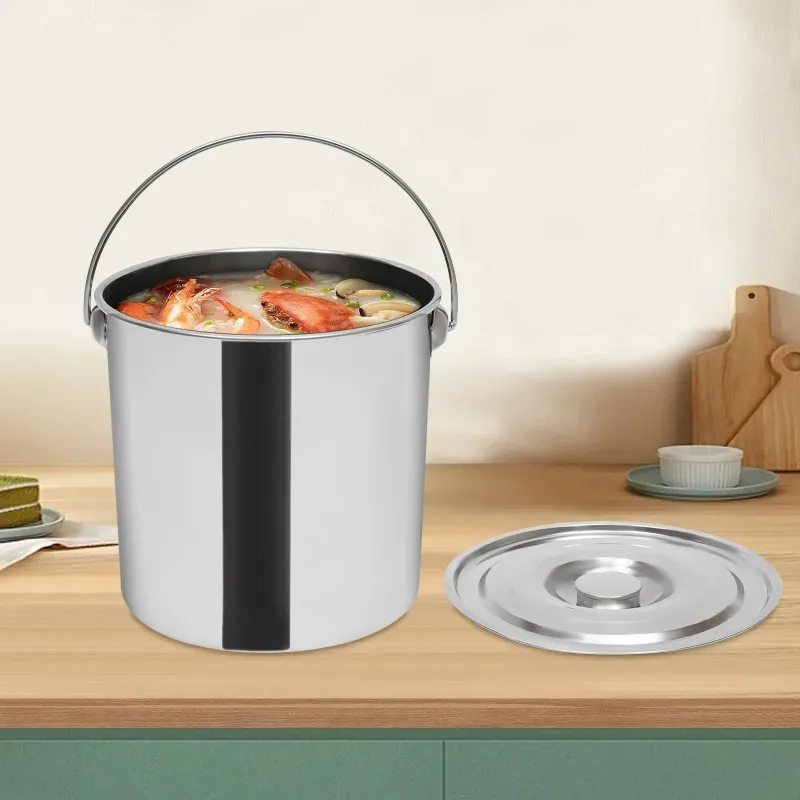 

for Storing And Transporting Silver20L Stainless Steel Bucket with Lid Milk Can Kitchen Pail