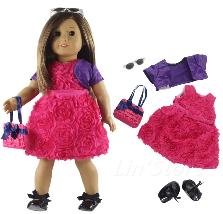 Doll Clothes Outfit Dress+coat+shoes for 18" inch American Doll Many Style for Choice B01