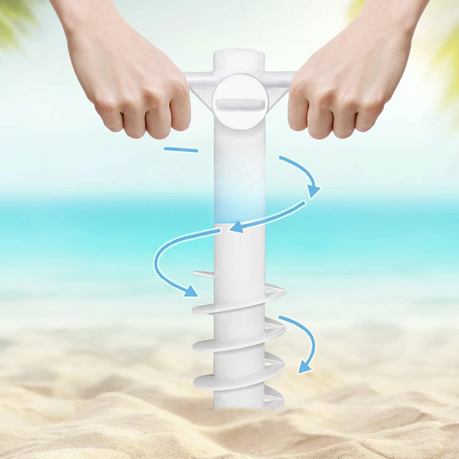 Beach Umbrella Sand Anchor Heavy Duty Umbrella Base With 5 Spiral Threads Universal Fit For Most Beach Umbrellas White
