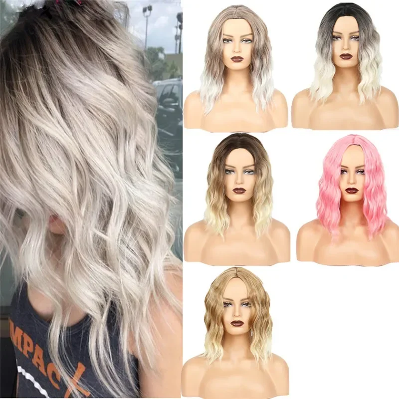 

Stylish Wavy Bob Wigs, Multiple Colors - Blonde, Black to White, Pink, Perfect for Everyday Wear, Trendy and Versatile