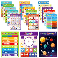 18 Homeschool Educational Learning Posters for Preschoolers Toddlers Kindergarten Wall Kids Poster Classroom Supplies Decor