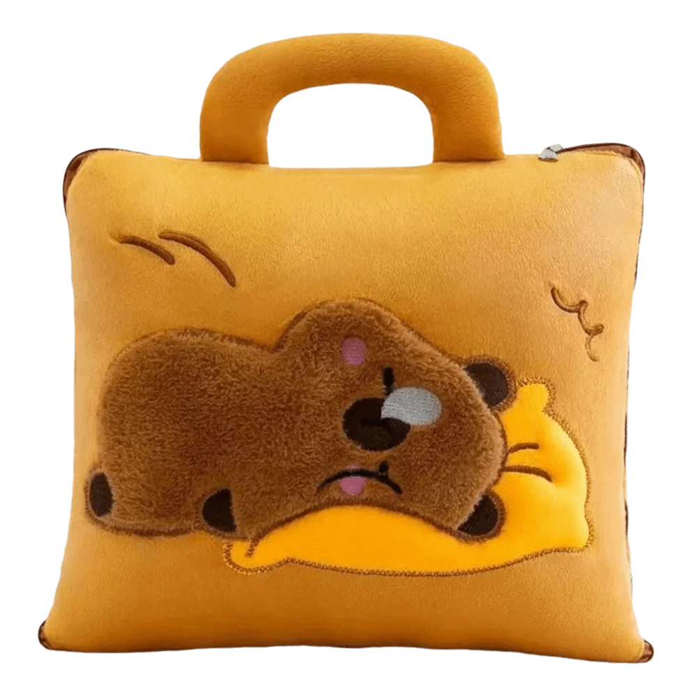 

Cute 2 in 1 Capybara Pillow Blanket Plush Soft Travel Blanket Cozy Cartoon Foldable Pillow Blanket Office Nap