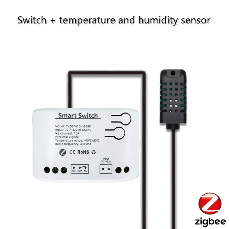 A37T-Tuya Zigbee 1 Gang Smart Switch With Temperature Humidity Sensor,Tuya Smart Life APP,Passive Dry Contact Relay