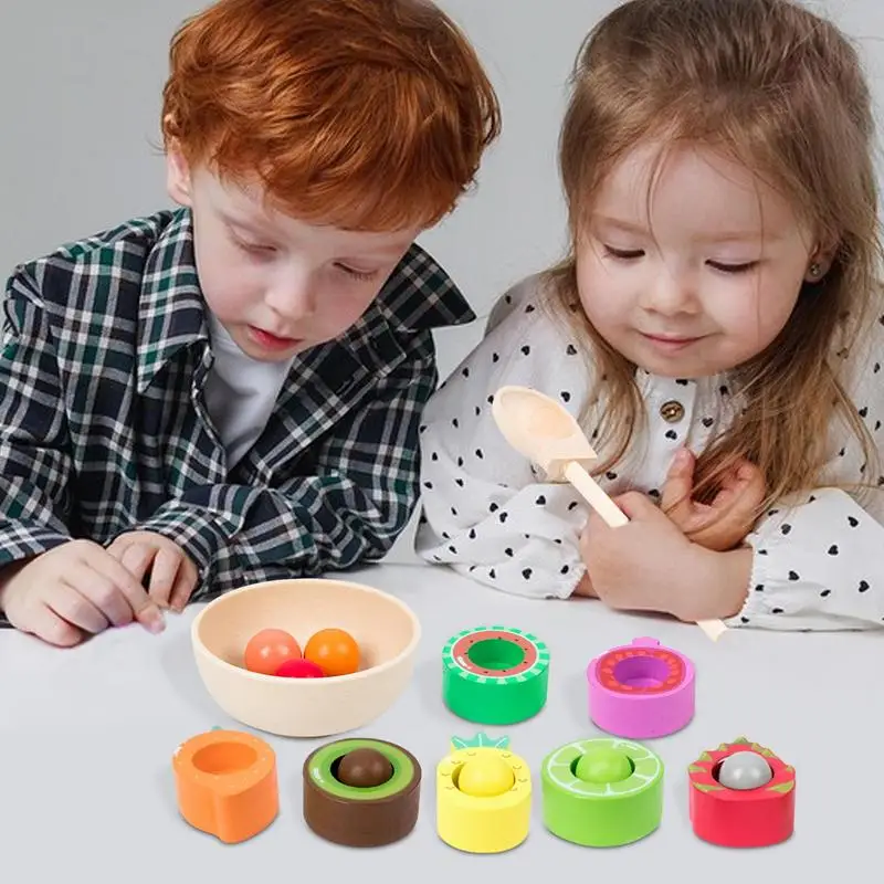 Fruit Sorting Learning Toys Wooden Peg Board Beads Game Fruits Classification Motor Skills Enhancer Game For Preschool Learning