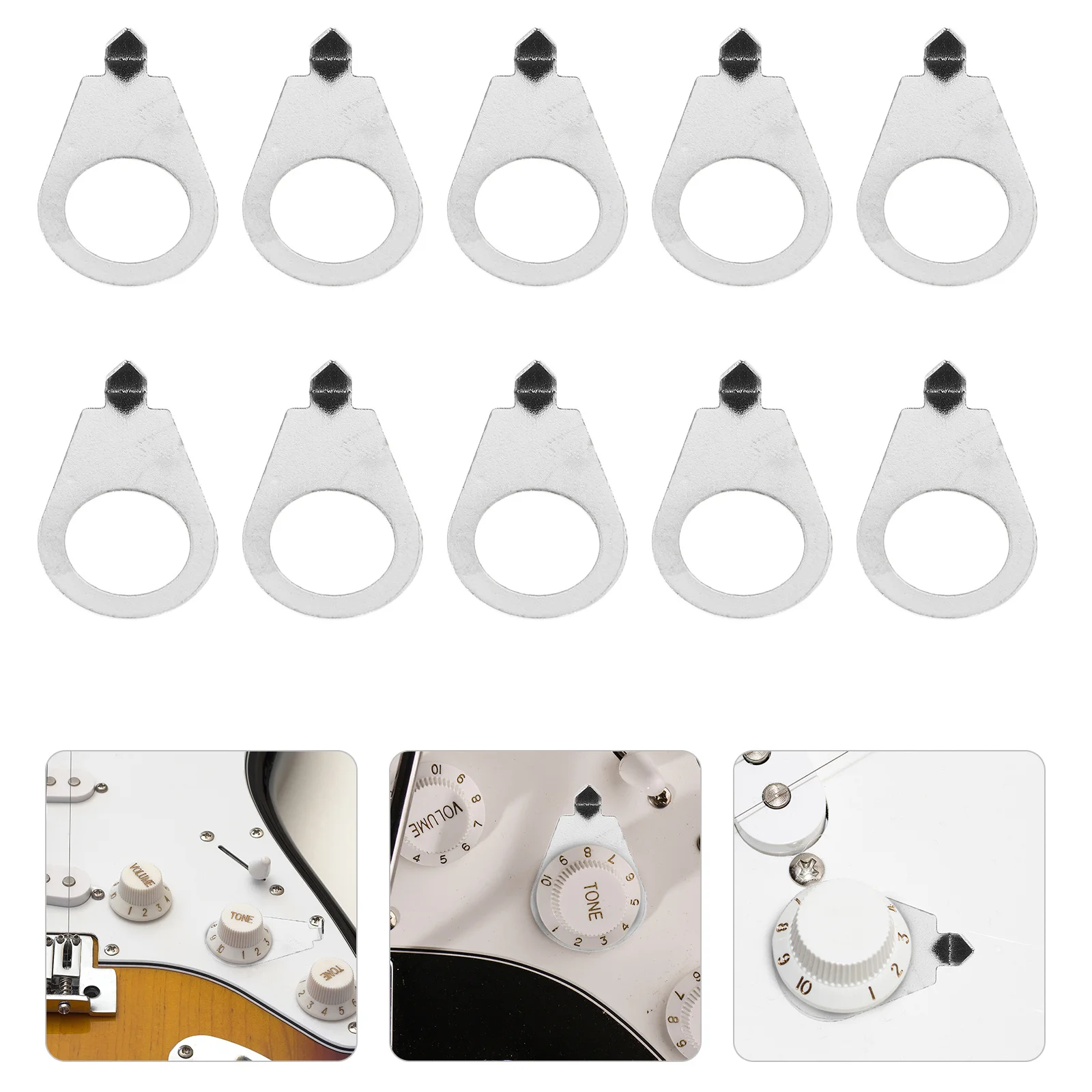 

10pcs Guitar Knob Indicator Plate Metal Tone Washers For Electric Guitars Control Pointer Replacement Guitar Parts Instrument